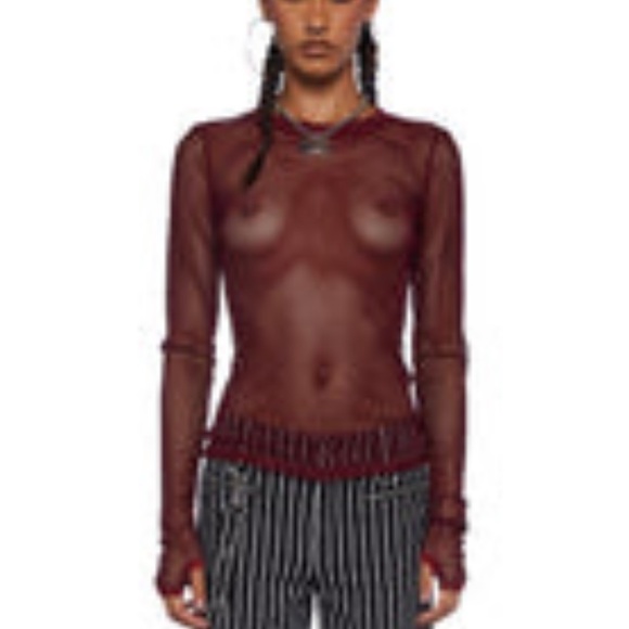 Dolls Kill See Thru Me Fishnet Top Blue, Pink, Brown, Wine - Picture 5 of 16